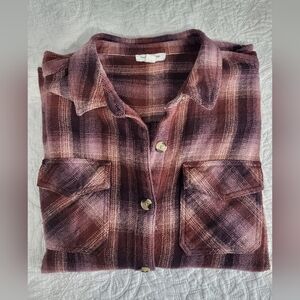 Beach lunch lounge plaid shacket, size large